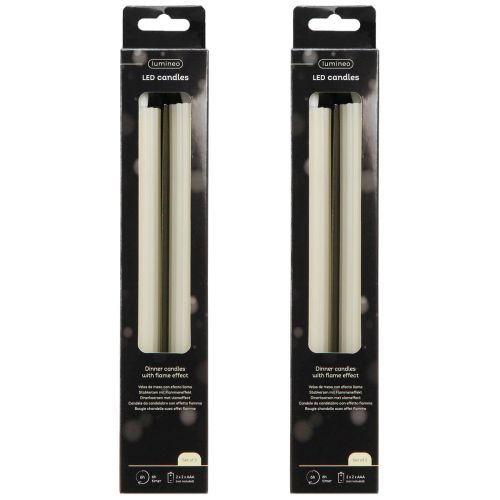 Itens Velas LED em bastão com temporizador velas ranhuradas creme 24,5 cm 4 peças
