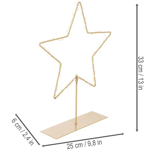 Estrela com 50 LEDs, decoração de mesa em metal, funciona a bateria, para uso interno, 33 cm | Floristik24.pt