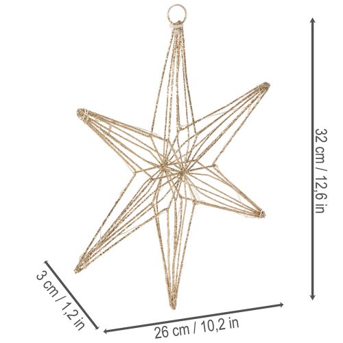 Estrela decorativa de LED feita de arame para pendurar, para uso interno, 32 cm | Floristik24.pt