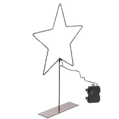 Estrela LED com compartimento para pilhas e suporte para peitoril de janela e mesa, 46 cm