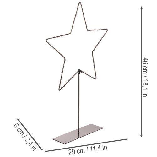 Estrela LED com compartimento para pilhas e suporte para peitoril de janela e mesa, 46 cm | Floristik24.pt