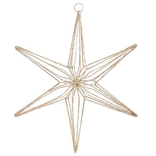Estrela decorativa de LED feita de arame, decoração suspensa para interiores, 40 LEDs, branco quente, 42 cm