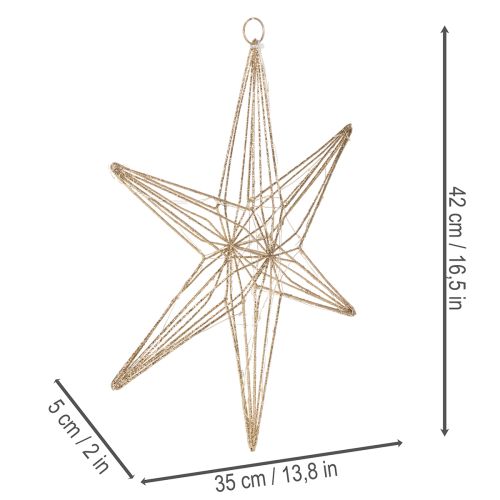 Estrela decorativa de LED feita de arame, decoração suspensa para interiores, 40 LEDs, branco quente, 42 cm | Floristik24.pt