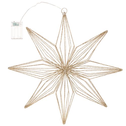 Estrela decorativa de LED feita de arame para pendurar, para uso interno, funciona com bateria, 51 cm | Floristik24.pt