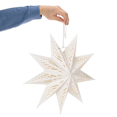 Estrela de Natal decorativa em LED para pendurar, branco quente, para uso interno, 38 cm | Floristik24.pt