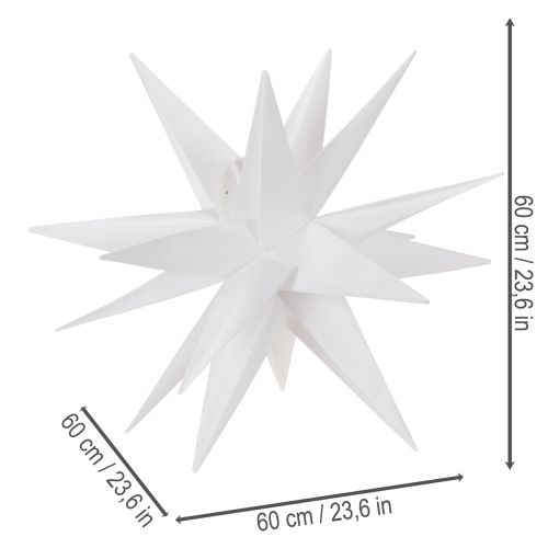 Estrela de Natal LED, branca quente, com temporizador, para uso externo, 60 cm | Floristik24.pt