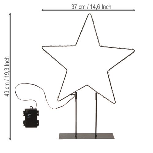 Itens Estrela LED de pé em metal 100 Micro LED branco quente Ø37cm