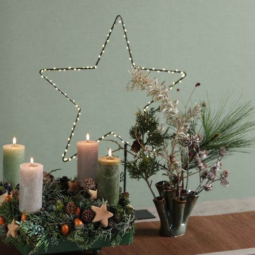 Estrela LED de pé em metal 100 Micro LED branco quente Ø37cm