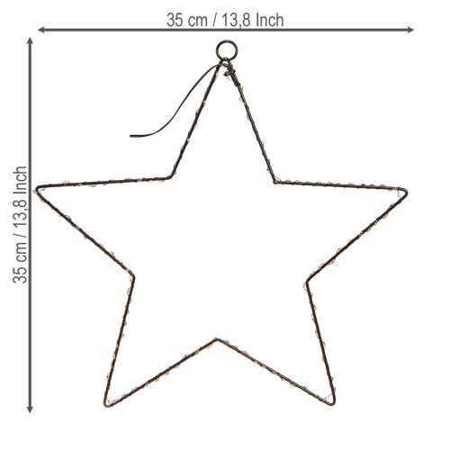 Itens Estrela LED para pendurar metal 110L branco quente interior Ø35cm