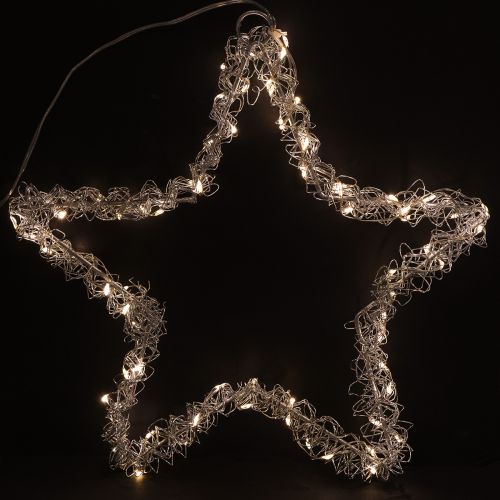 Floristik24 Estrela LED para pendurar metal prateado 70 LED branco quente Ø25cm