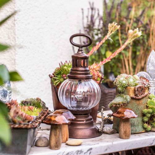 Floristik24 Lanterna de furacão LED, lâmpada de metal, luz decorativa, aparência vintage Ø12,5cm H30cm