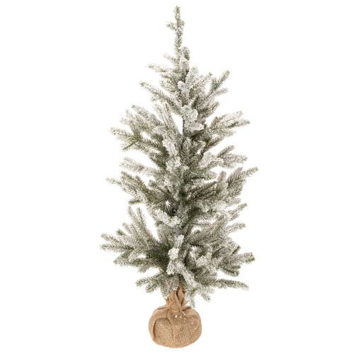 Árvore de Natal artificial com neve artificial, em saco de juta, 40 LEDs, para uso interno, 85 cm