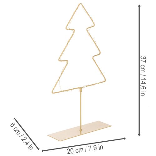 Silhueta de árvore de Natal com 60 LEDs brancos quentes para decoração de mesa em ambientes internos, 37 cm | Floristik24.pt