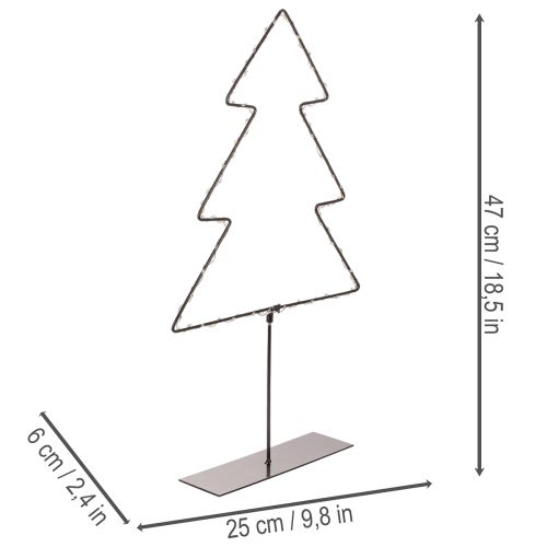 Árvore de Natal LED, alimentada por bateria, decoração de mesa para interiores, 47 cm | Floristik24.pt