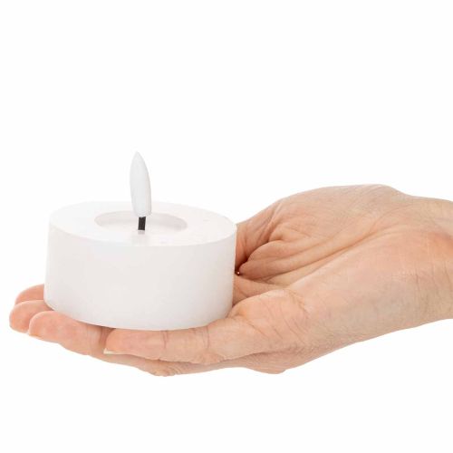 Vela LED XL Tealight Branca de Cera Real com Temporizador, Luz Branca Quente, 6cm, 2 unidades | Floristik24.pt
