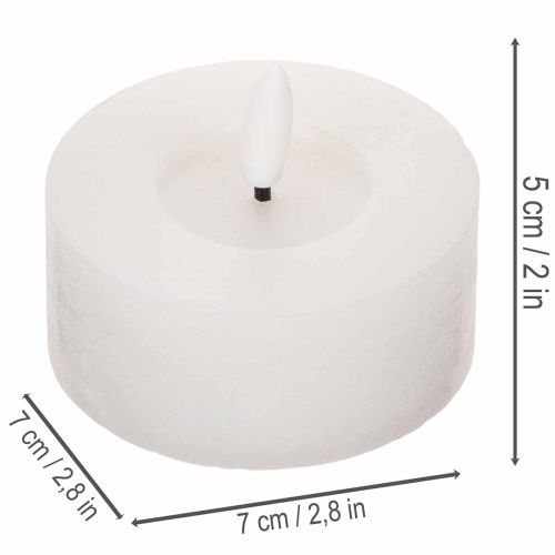 Vela LED XL Tealight Branca de Cera Real com Temporizador, Luz Branca Quente, 6cm, 2 unidades | Floristik24.pt