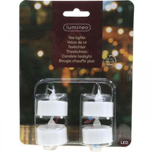 Itens Luzes de Chá LED Efeito Chama Velas Artificiais com Temporizador Branco Quente Ø3,6cm Conjunto de 4