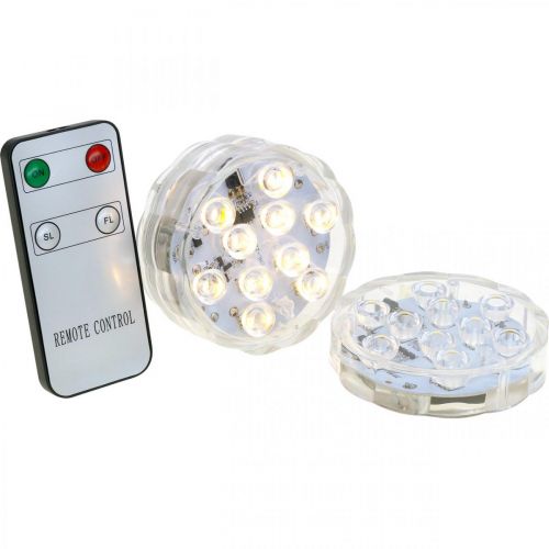 Itens Luzes LED subaquáticas com controle remoto branco quente 2 peças