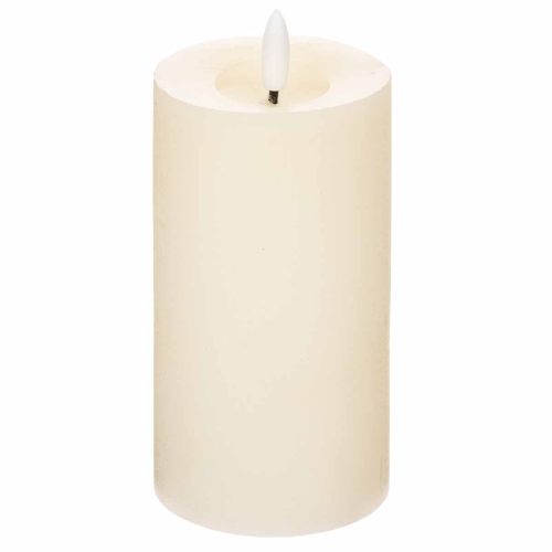 Vela pilar de LED feita de cera verdadeira na cor branca com função de temporizador, branco quente, 15 cm