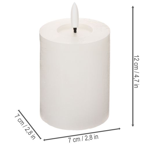 Vela de pilar LED, com efeito de chama tremulante e temporizador, Ø7cm, 12cm | Floristik24.pt