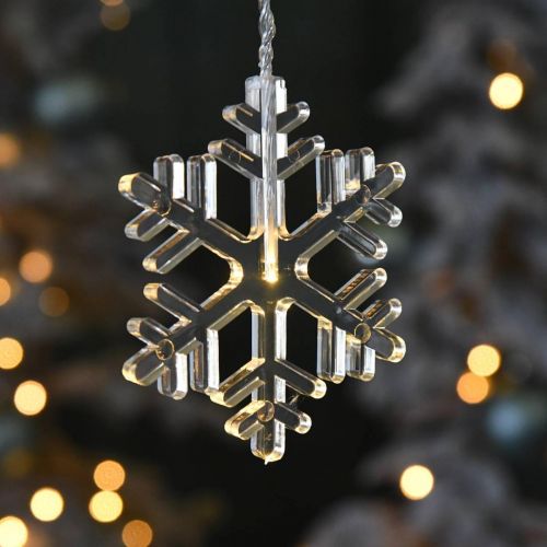 Itens Flocos de neve de Natal com decoração de janela LED branco quente Para bateria 105cm