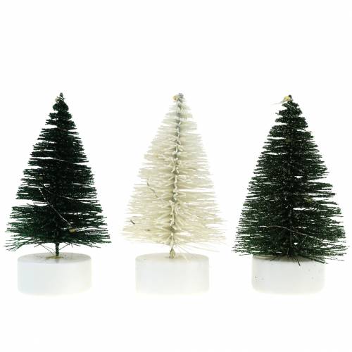 Floristik24 Árvore de Natal LED verde/branco 10cm 3uds