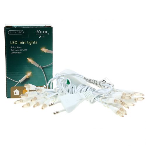 Floristik24 Mini corrente LED 20L branco quente branco 3m