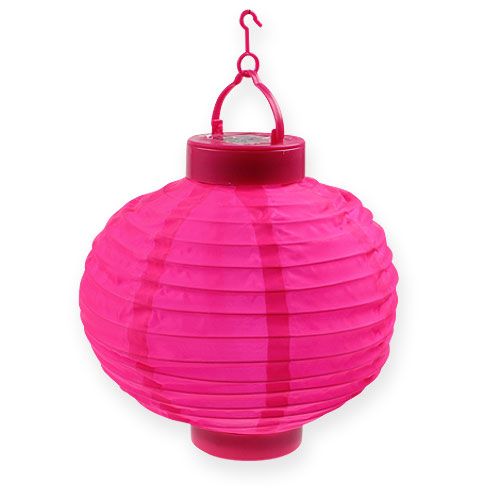 Lampion LED com solar 20cm rosa