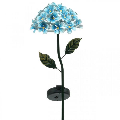 Floristik24 LED crisântemo, decoração luminosa para o jardim, decoração em metal azul L55cm Ø15cm