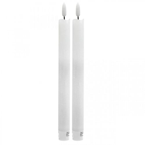 Floristik24 Vela LED vela de mesa de cera branco quente para bateria Ø2cm 24cm 2pcs