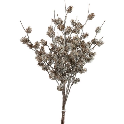 Ramo de larício, ramos decorativos artificiais, cones brancos 52 cm 3 unidades