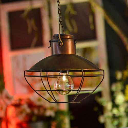 Floristik24 Candeeiro de suspensão LED, candeeiro pendente rústico, alimentado a energia solar Ø24,5cm Alt.24cm