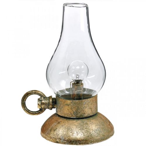 Floristik24 Lâmpada decorativa antiga, luz LED cor de bronze, aparência vintage A19cm L13,5cm