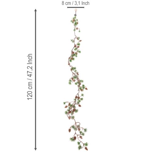 Guirlanda artificial de lariço com pinhas e ramos em forma de agulha, 120 cm | Floristik24.pt