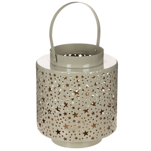 Lanterna com padrão de estrelas, metal, verde, 31 cm