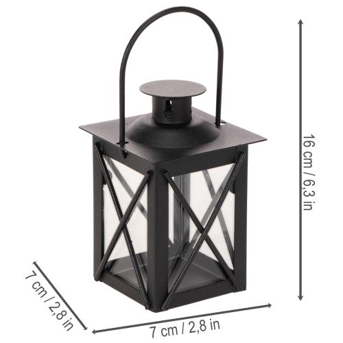 Lanterna preta com alça para vela pequena, 16 cm, 2 peças | Floristik24.pt