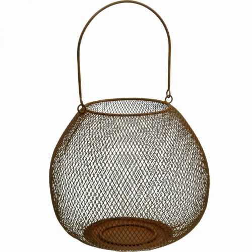 Lanterna decorativa com pega metal ferrugem Ø26cm A22cm