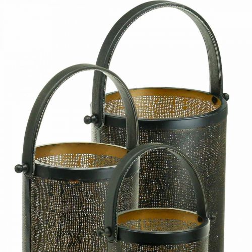 Itens Lanternas decorativas, padrão de furo de metal de lanterna H35.5/31/25cm conjunto de 3