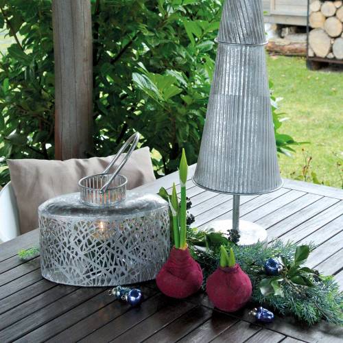 Floristik24 Lanterna oval antigo metal prateado 15×28cm H19cm