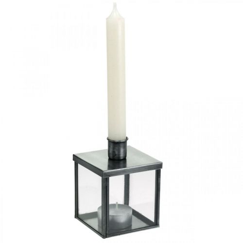 Floristik24 Castiçal decorativo para vela prata, antracite Alt.11cm