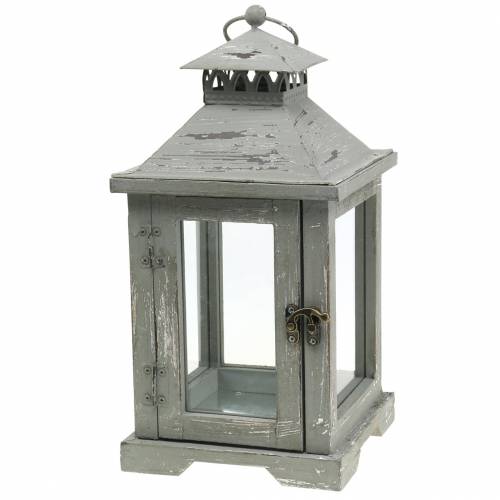 Lanterna de madeira cinza H32cm Lanterna de mesa para decoração