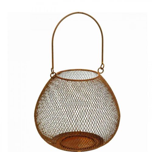 Floristik24 Lanterna de metal com castiçal grade ferrugem Ø20cm Alt.17cm