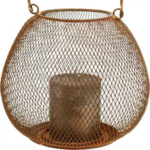 Floristik24 Lanterna de metal com castiçal grade ferrugem Ø20cm Alt.17cm