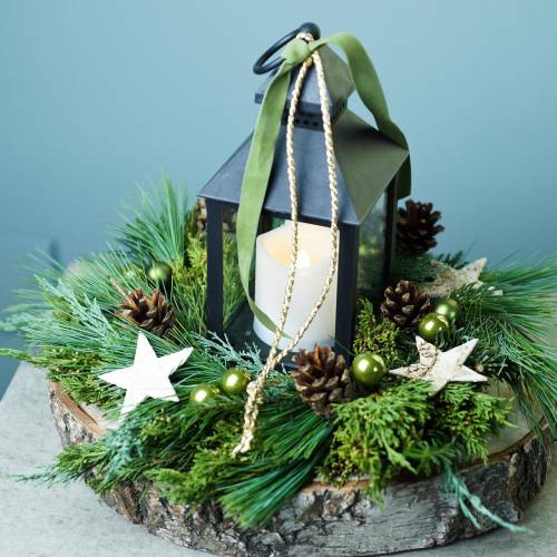 Floristik24 Lanterna com vela LED preta 10,5×24cm