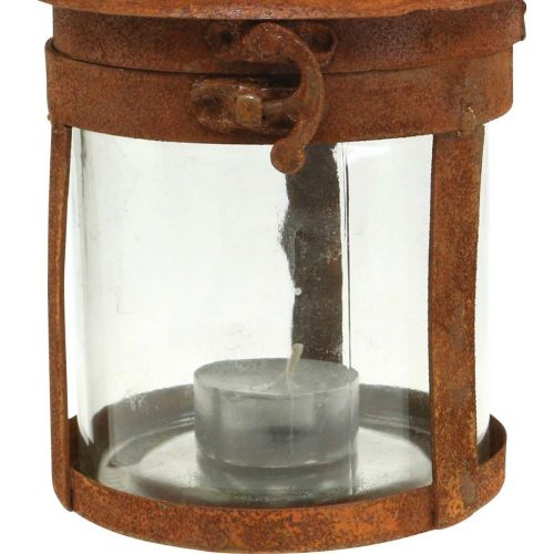 Floristik24 Lanterna de metal com pátina, decoração de verão, lanterna de metal ferrugem H18cm Ø10cm