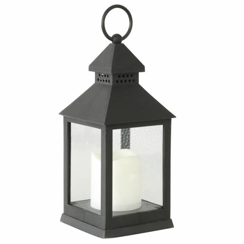 Floristik24 Lanterna com vela LED preta 10,5×24cm