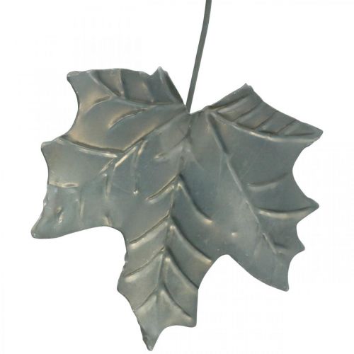 Floristik24 Folhas de metal para pendurar folhas de outono cinza antigas 7,5-10cm 4 unidades