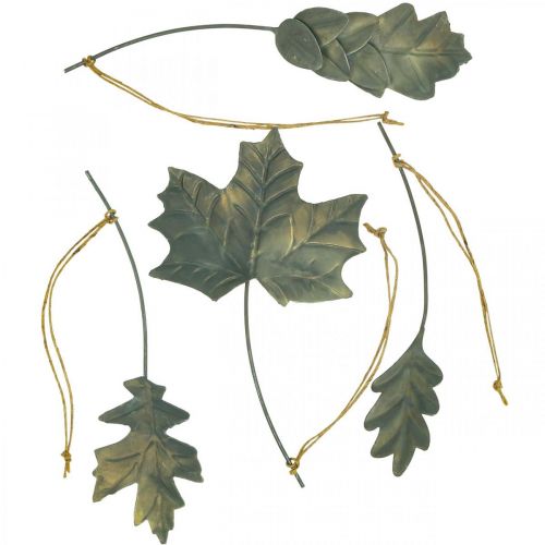 Itens Folhas decorativas de outono metal cinza prateado L20cm 4uds