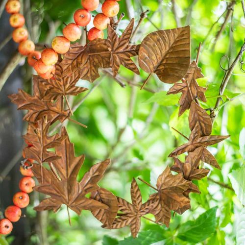 Floristik24 Grinalda de folhas, ferrugem nobre, decoração de metal, grinalda, decoração de outono, floricultura memorial Ø29cm