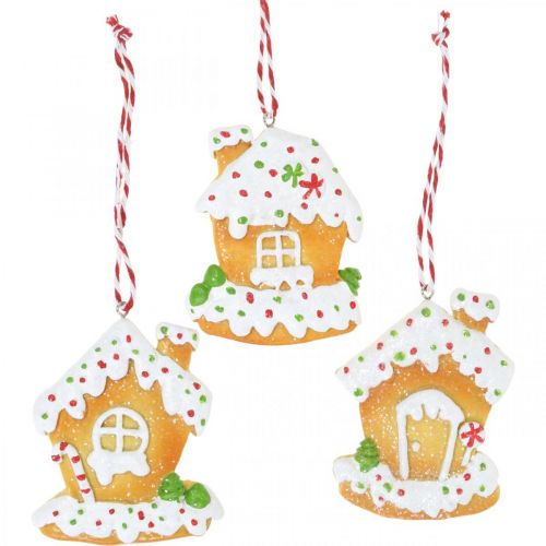 Floristik24 Casa crocante de decorações para árvores de Natal Casa de pão de mel H9cm 3 unidades